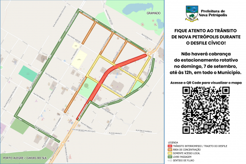 Trânsito terá alterações em Nova Petrópolis durante Desfile Cívico de 7 de Setembro