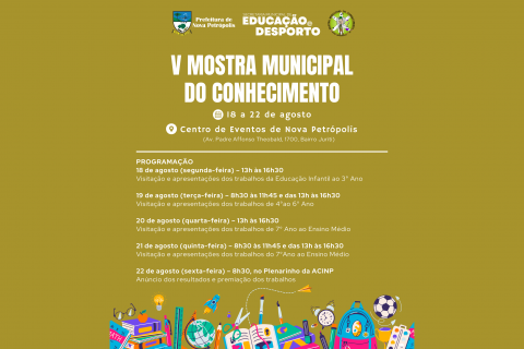 Nova Petrópolis realiza V Mostra Municipal do Conhecimento de 18 a 22 de agosto