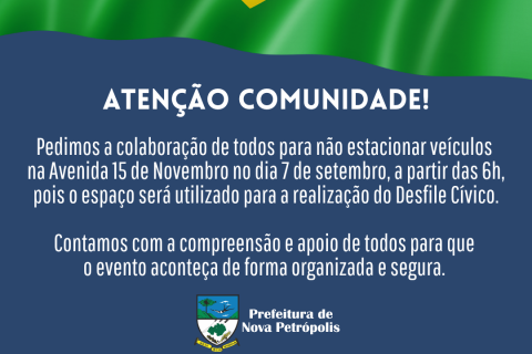 Desfile Cívico altera trânsito no centro de Nova Petrópolis